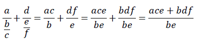 a/(b/c)+d/(e/f)=ac/b+df/e=ace/be+bdf/be=(ace+bdf)/be