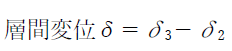 層間変位δ＝δ3－δ2