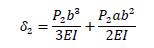 2点集中荷重が作用する片持ち梁の曲げモーメント、たわみの公式3