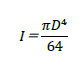 I＝(πD^4)/64