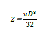 Z＝(πD^3)/32