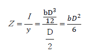 Ｚ=Ｉ/y=((bD^3)/12)/(Ｄ/２)=(bD^2)/6