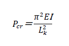 P_cr＝(π^2 EＩ)/(L_k^2 )