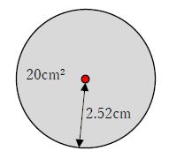 20平方センチメートルの円の半径