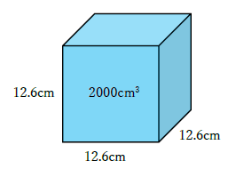 2リットル(L)と立方体の体積