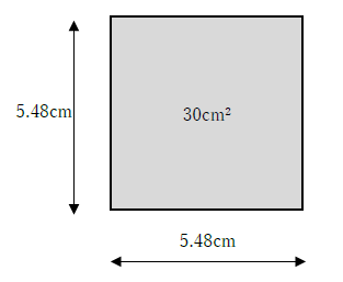 30平方センチメートルと正方形の長さ