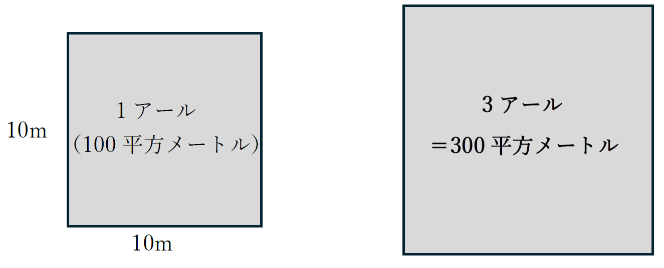 3アールは何平方メートル