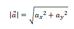 \left|\vec{a}\right|=\sqrt{{a_x}^2+{a_y}^2}
