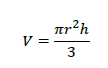 V=\frac{\pi r^2h}{3}