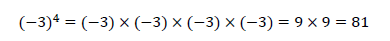 (-3)の4乗の値は？解き方、-3の4乗との違い1