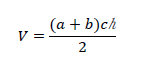 V=\frac{\left(a+b\right)ch}{2}