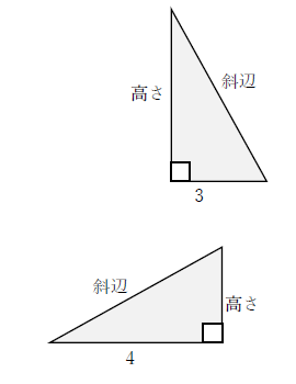 図　直角三角形の底辺と高さの関係