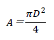 A＝(πD^2)/4
